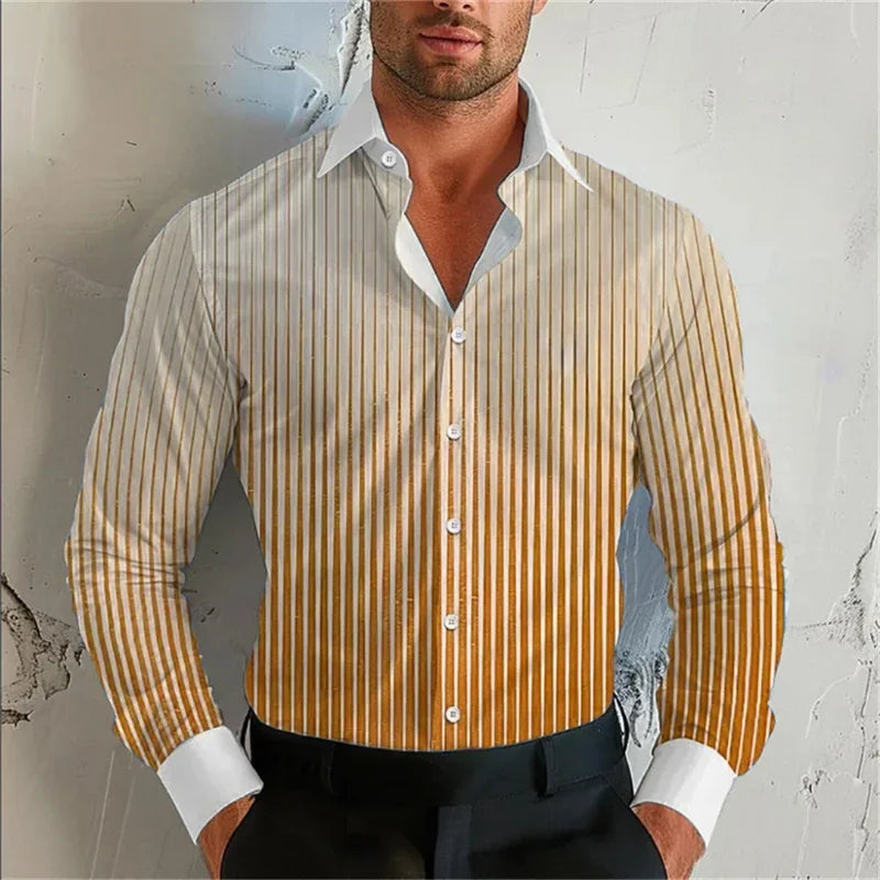 Gradient Stripe Lapel Shirt