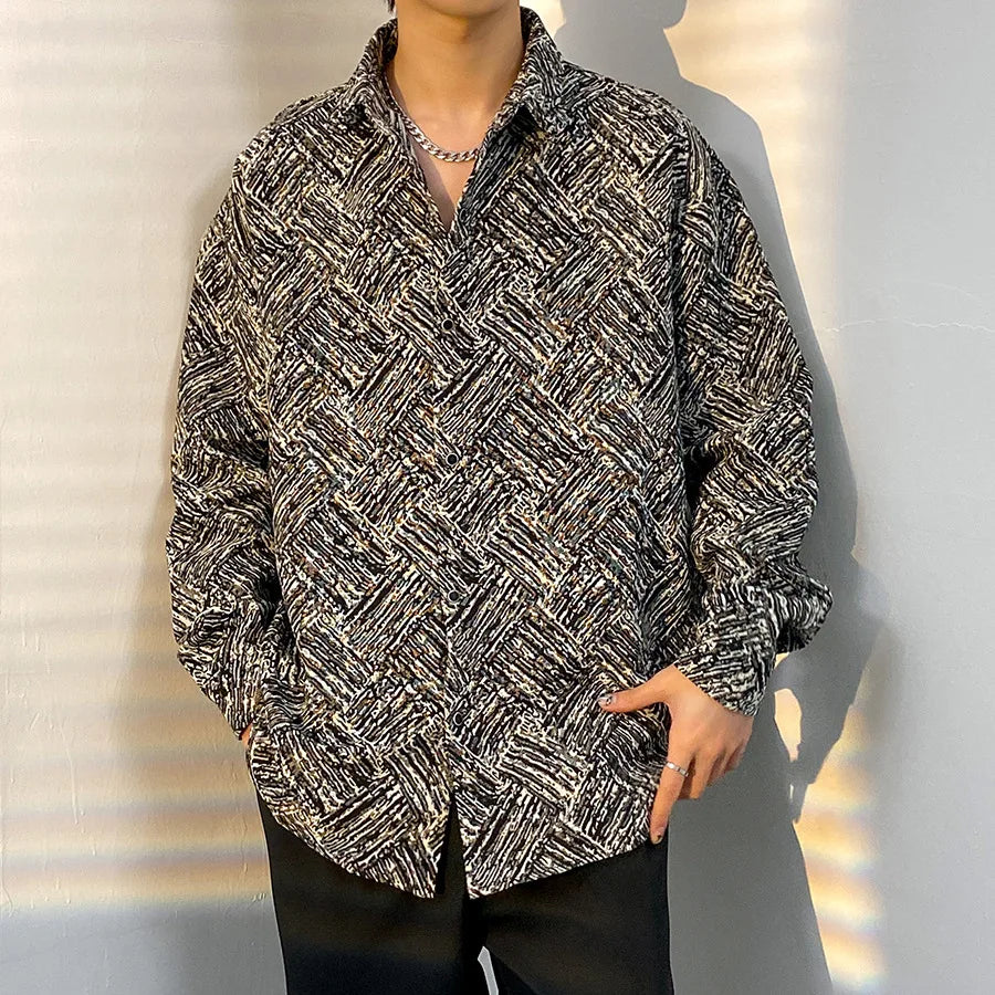 Korean Floral Knit Shirt Jacket