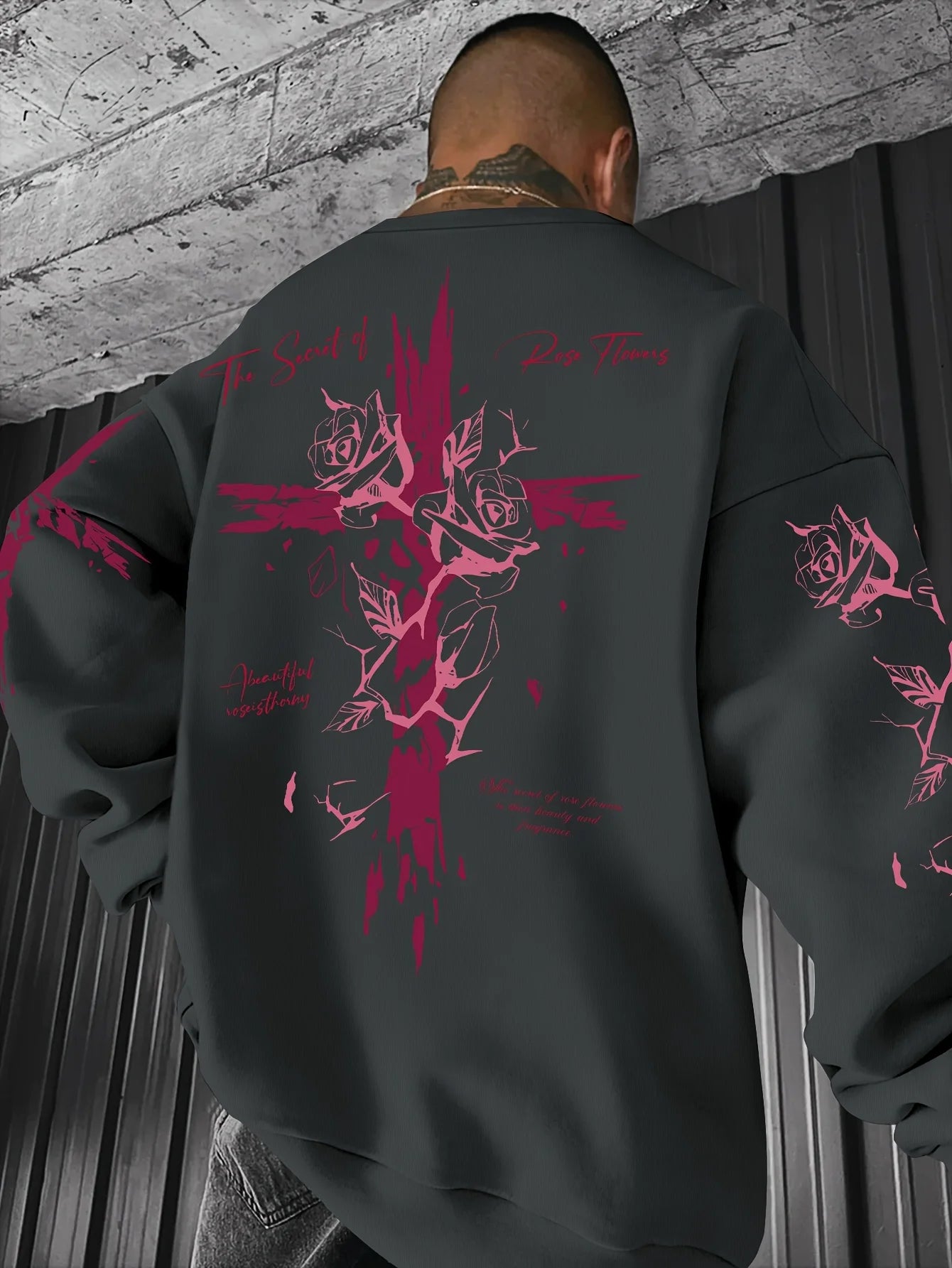 Cross & Rose Print Sweater