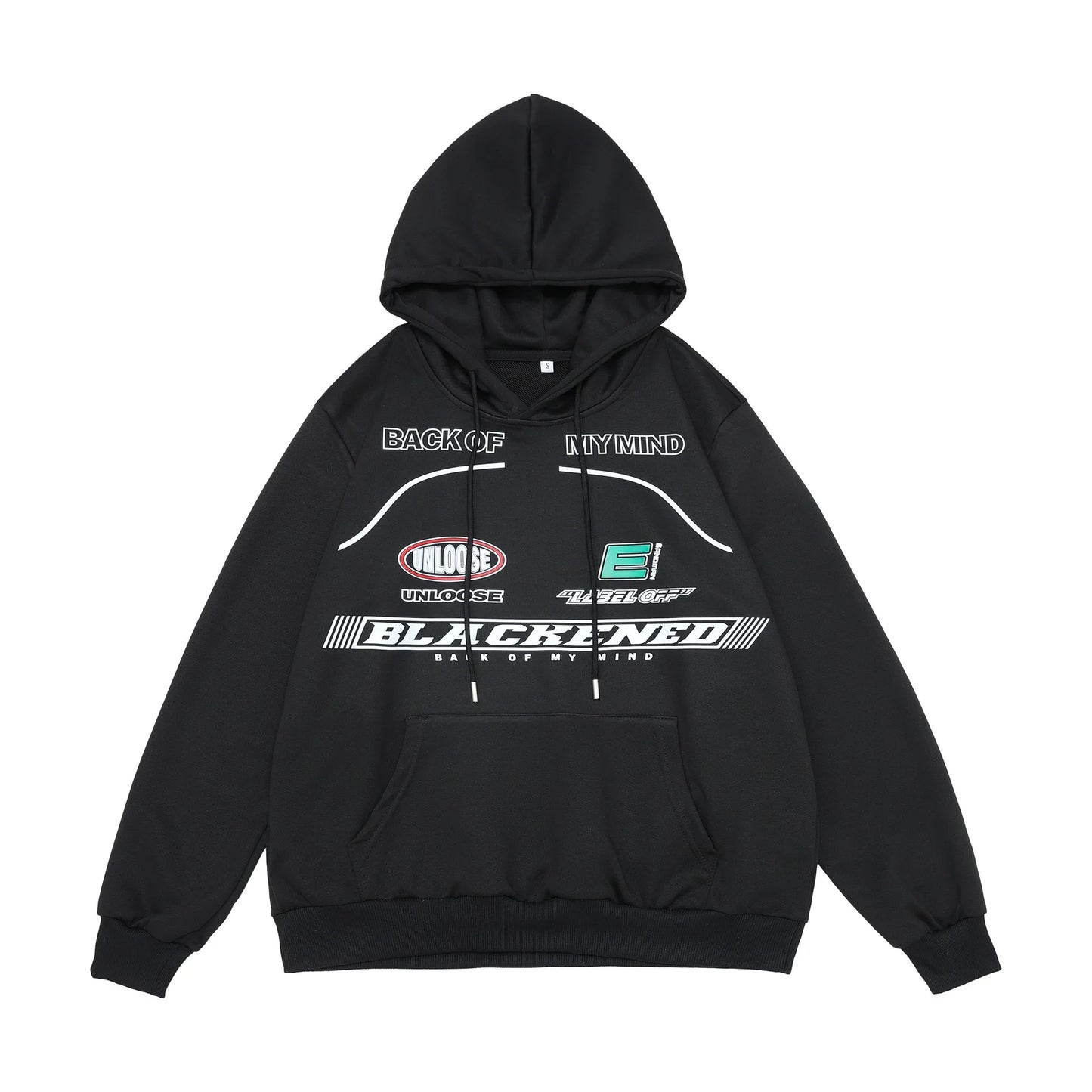 Printed Hoodie – Light Grey Loose Fit Streetwear