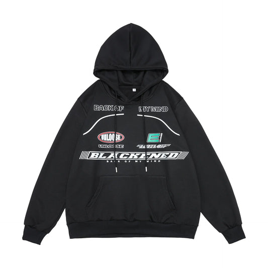 Printed Hoodie – Light Grey Loose Fit Streetwear