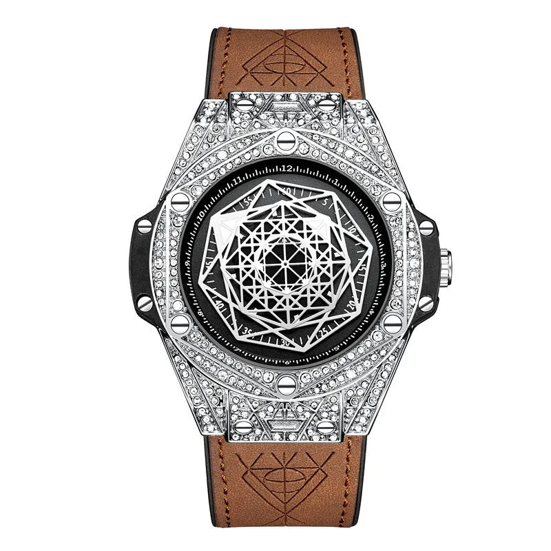Diamond-Encrusted Band Dial Unique Watch