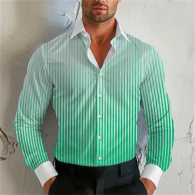 Gradient Stripe Lapel Shirt