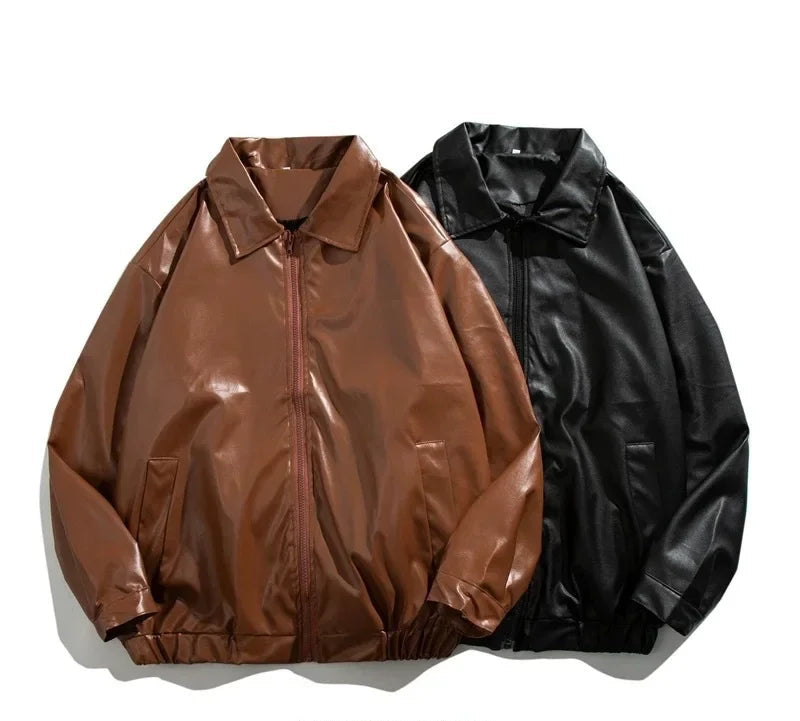 Vintage PU Leather Cardigan – American