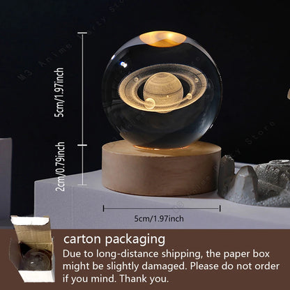 Aura Crystal Ball Night Light — Moon, Saturn & Galaxy