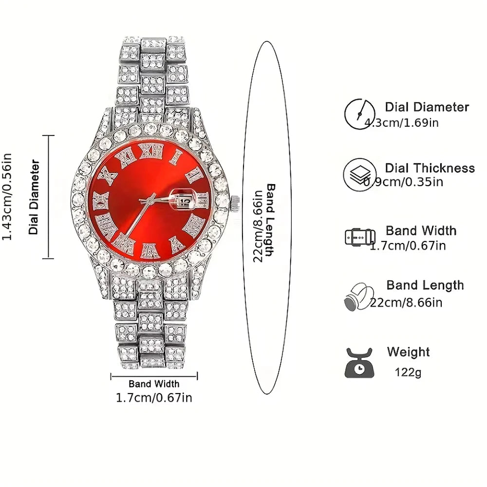 3-piece iced out Cuban link jewelry set