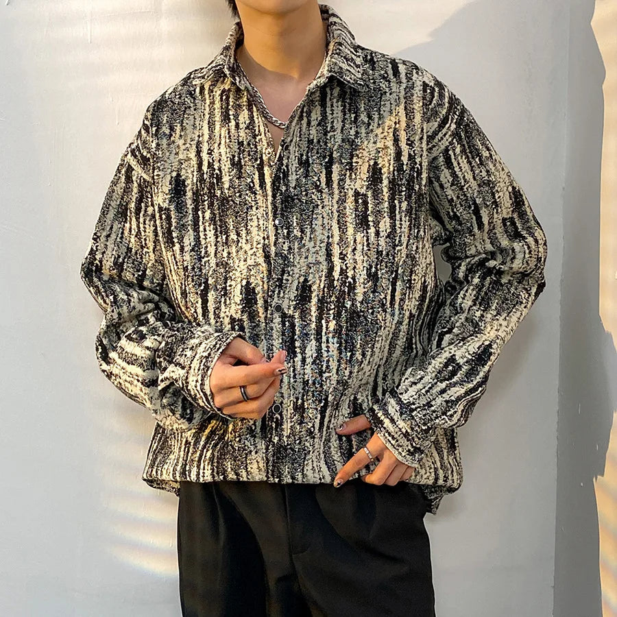 Korean Floral Knit Shirt Jacket