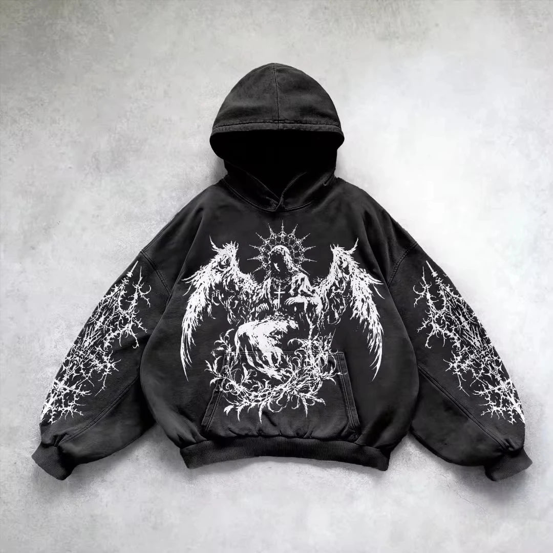 Gothic Graphic Hoodie – Y2K Grunge Streetwear