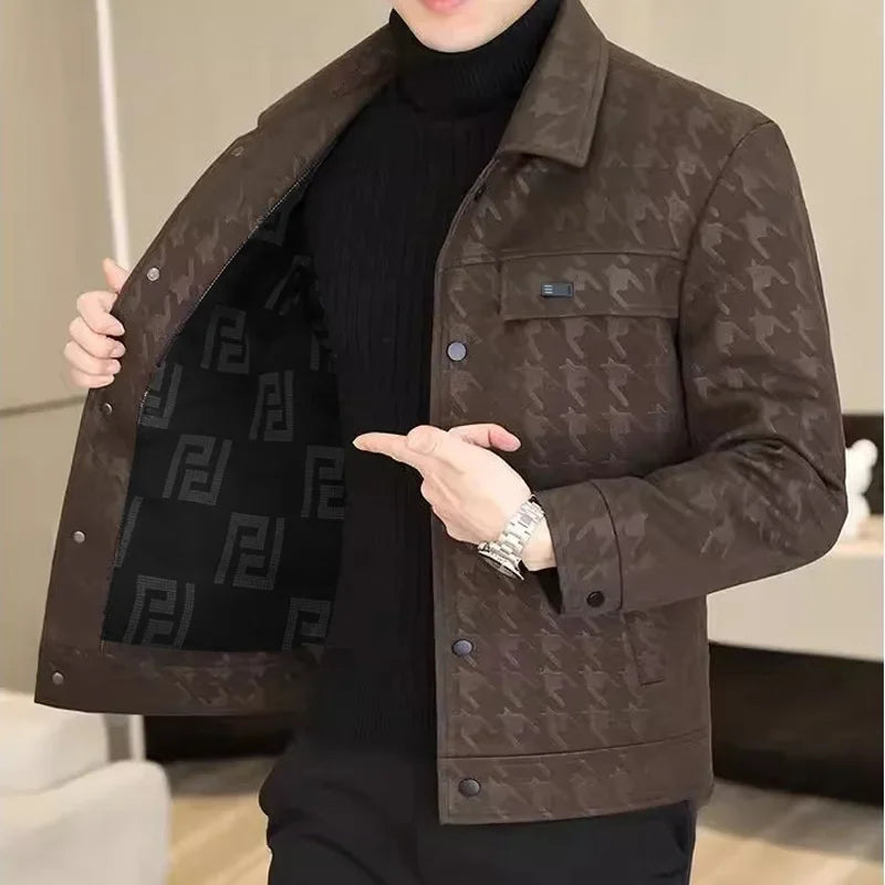 Korean Style Lapel Leather Coat