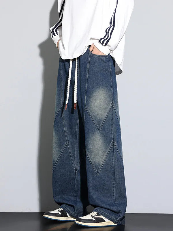 Washed Straight-Leg Jeans – Retro American Style