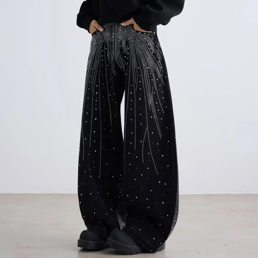 Rhinestone Star Jeans – High Waist Retro Style