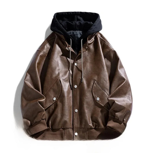 Hooded PU Moto Jacket