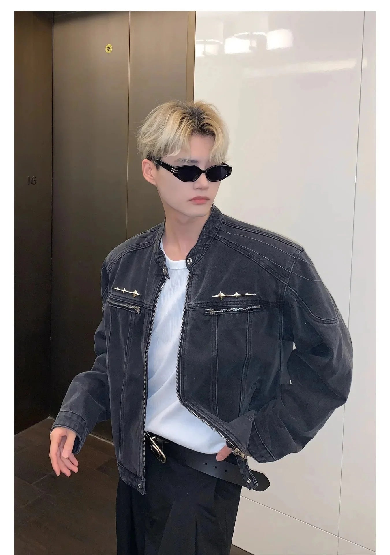 Washed Denim Jacket Retro Style