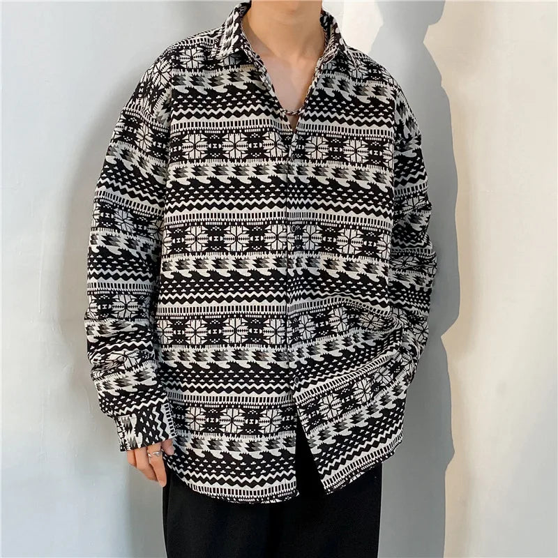 Korean Floral Knit Shirt Jacket