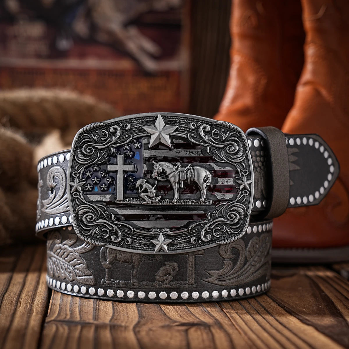 Classic Retro Western Belt — PU Leather