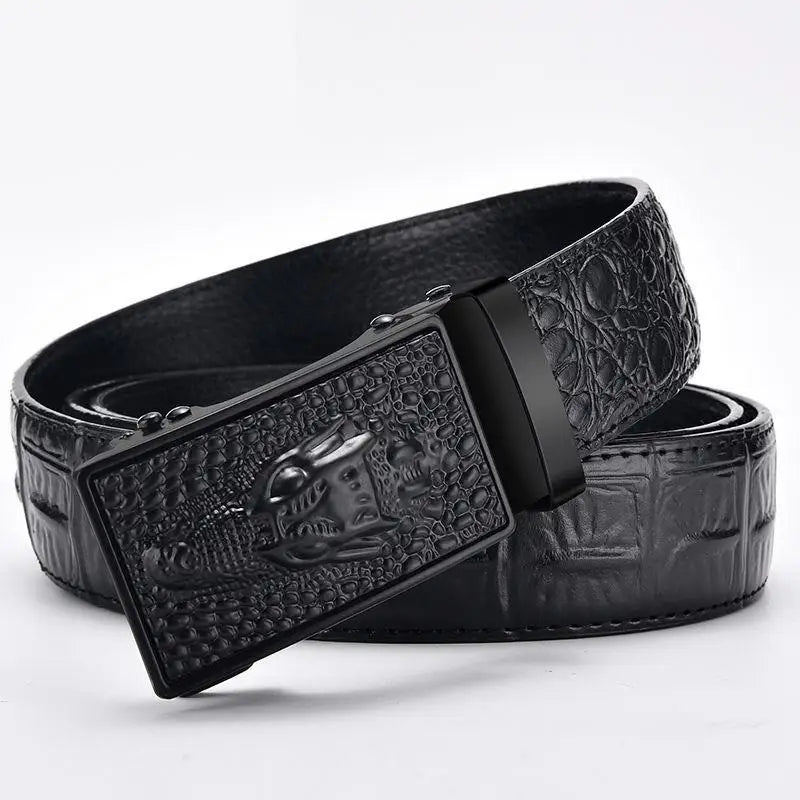 Crocodile Pattern Leather Belt