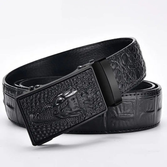 Crocodile Pattern Leather Belt