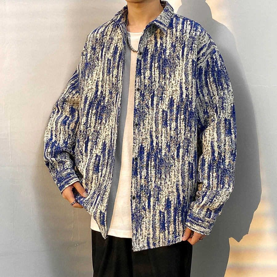 Korean Floral Knit Shirt Jacket