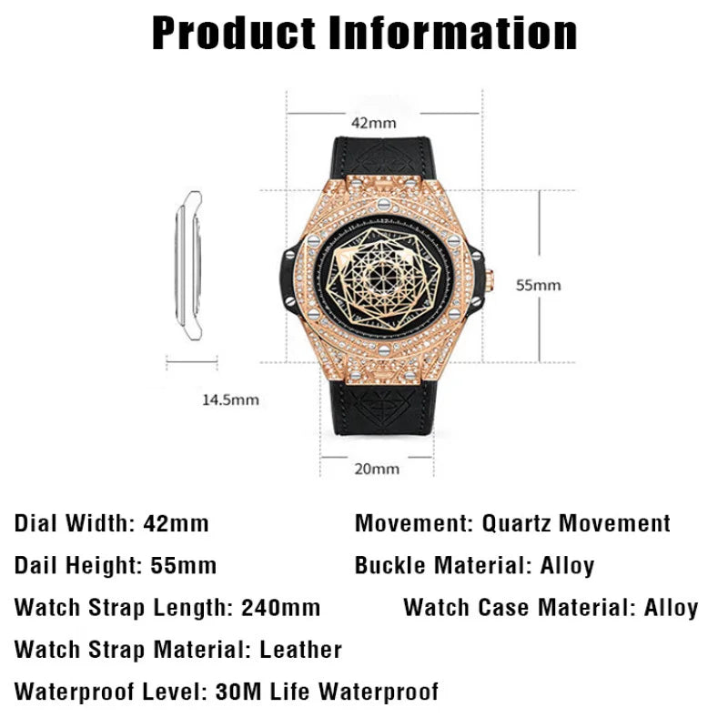 Diamond-Encrusted Band Dial Unique Watch
