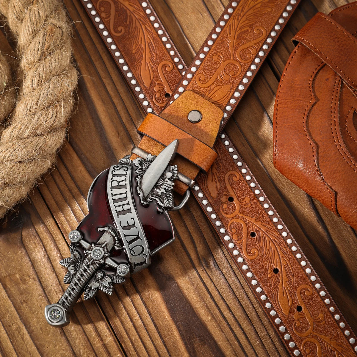 Alloy Plate Buckle, Western Retro Style Belt