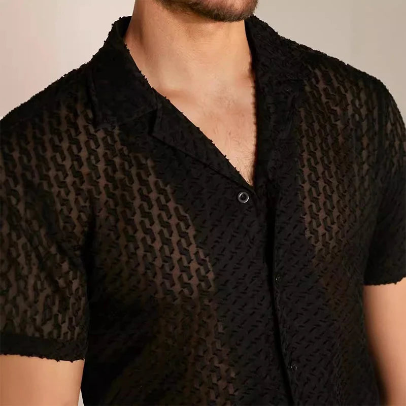 Hollow-Out Party Lace Shirt