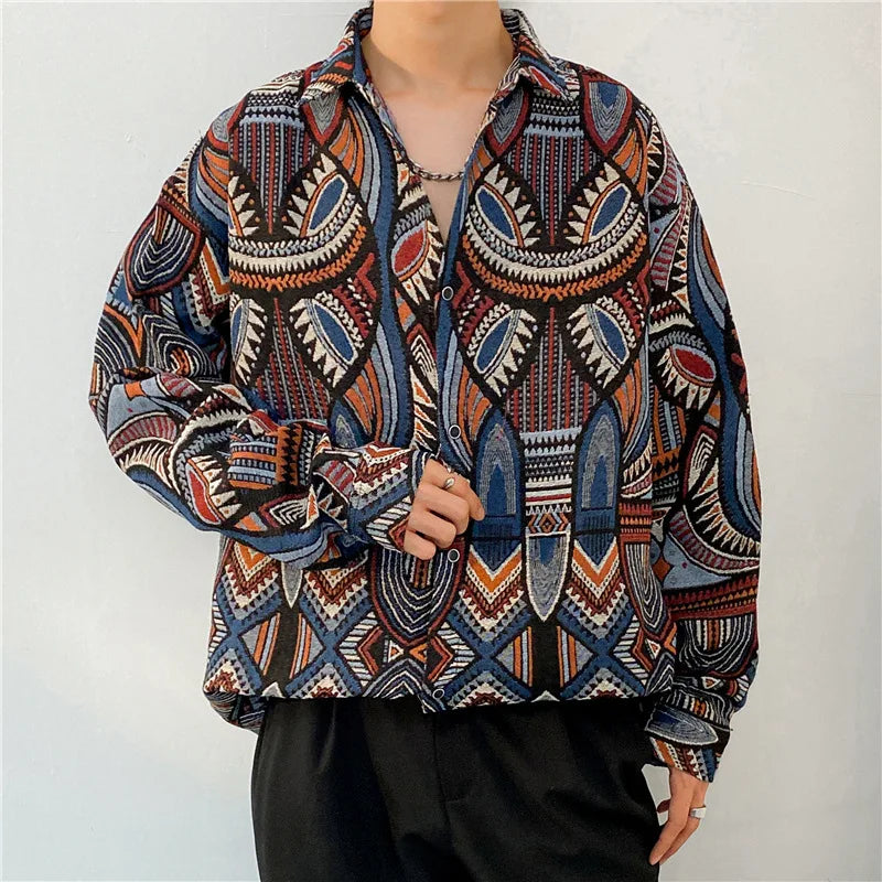 Korean Floral Knit Shirt Jacket