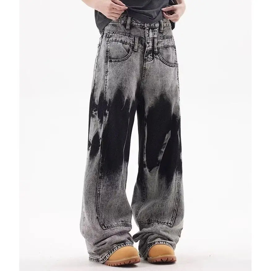 Smoke Grey Gradient Jeans – Vintage Street Loose Fit
