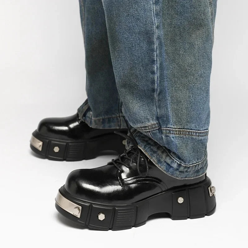 Metal Rivet Derby Shoes — Retro Big Head