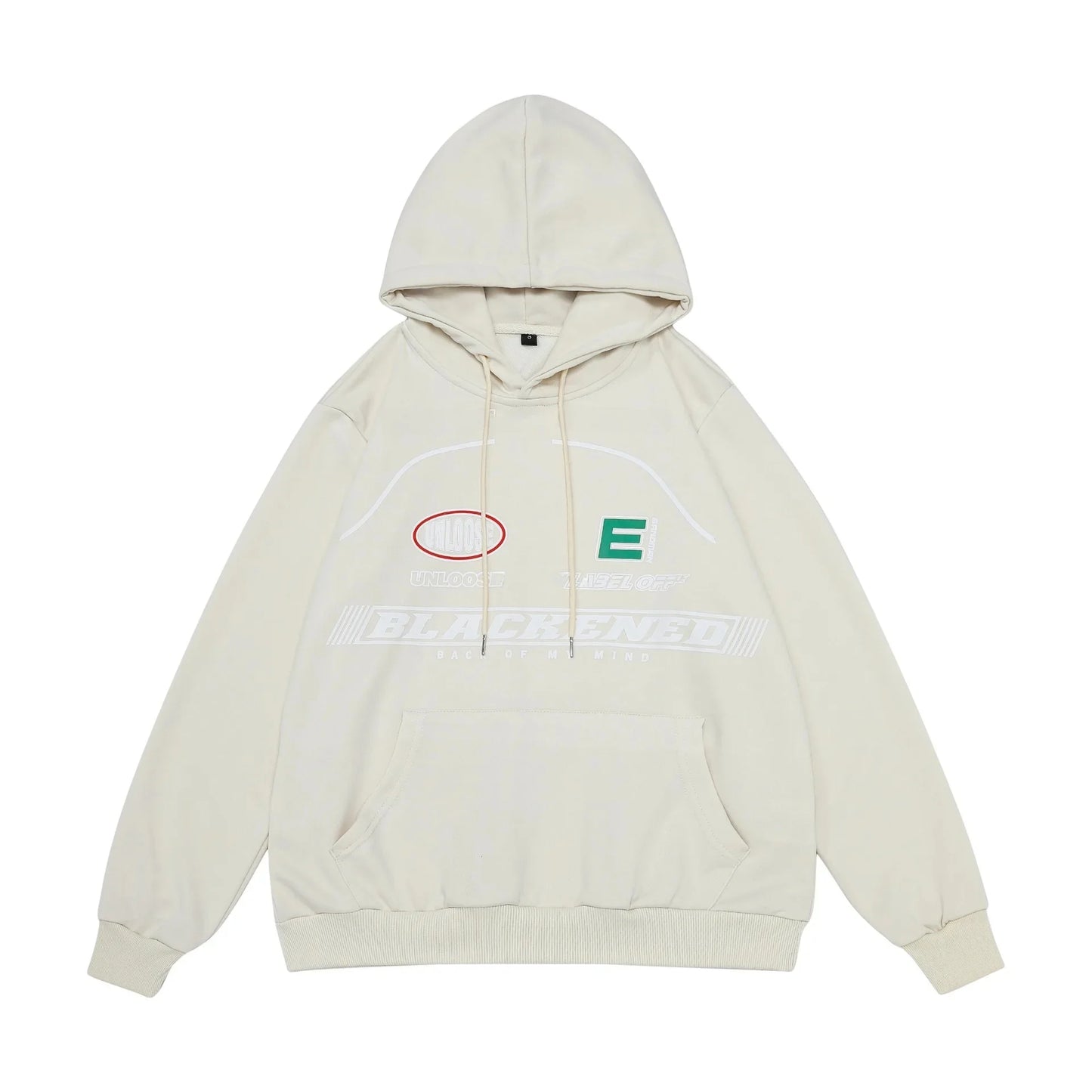 Printed Hoodie – Light Grey Loose Fit Streetwear