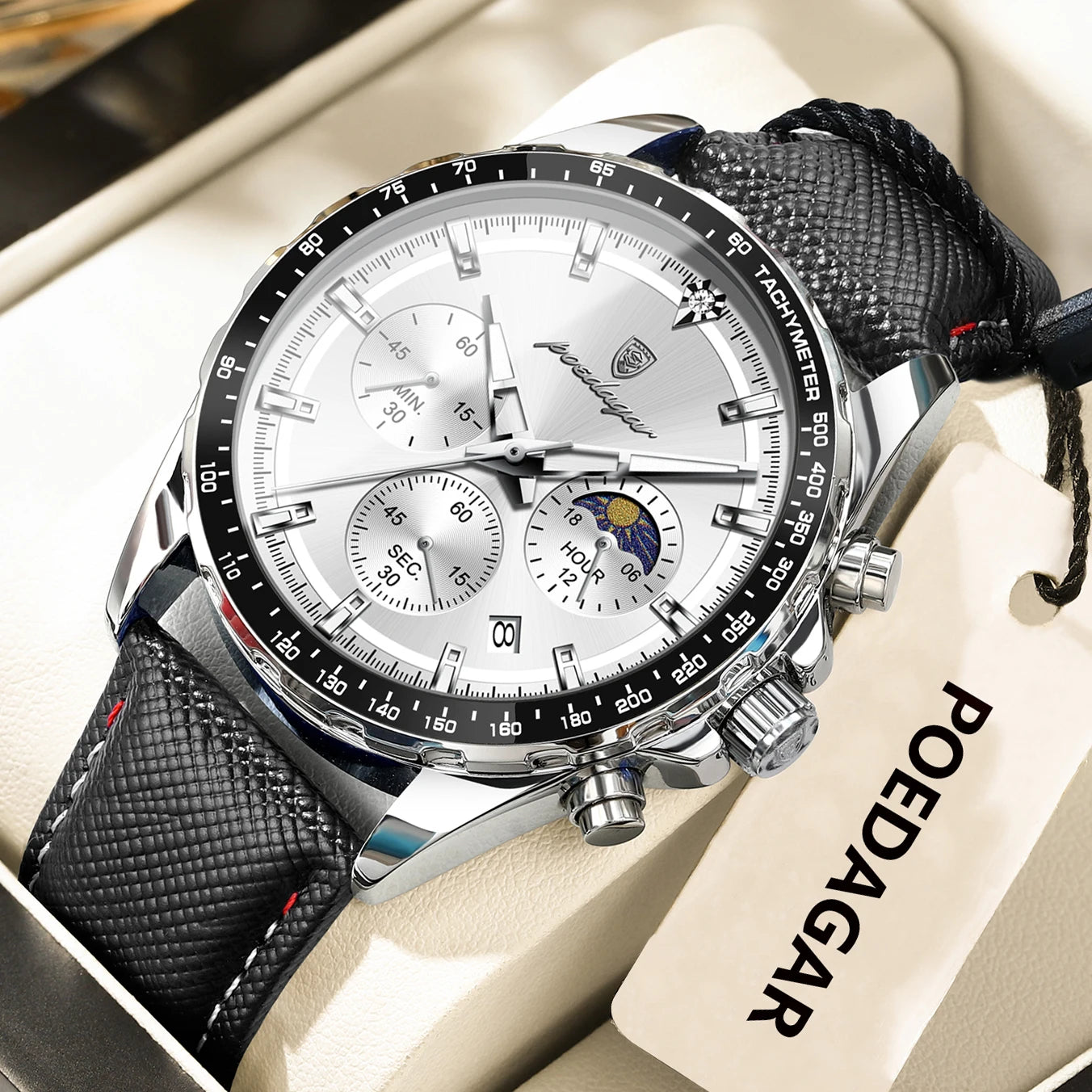 Leather Chronograph Watch