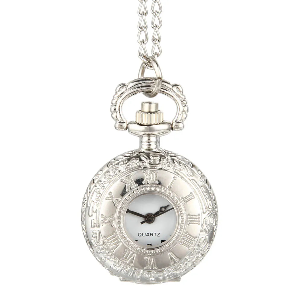 Vintage Alloy Number Dual Time Display Clock Necklace Chain