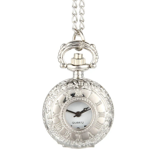 Vintage Alloy Number Dual Time Display Clock Necklace Chain