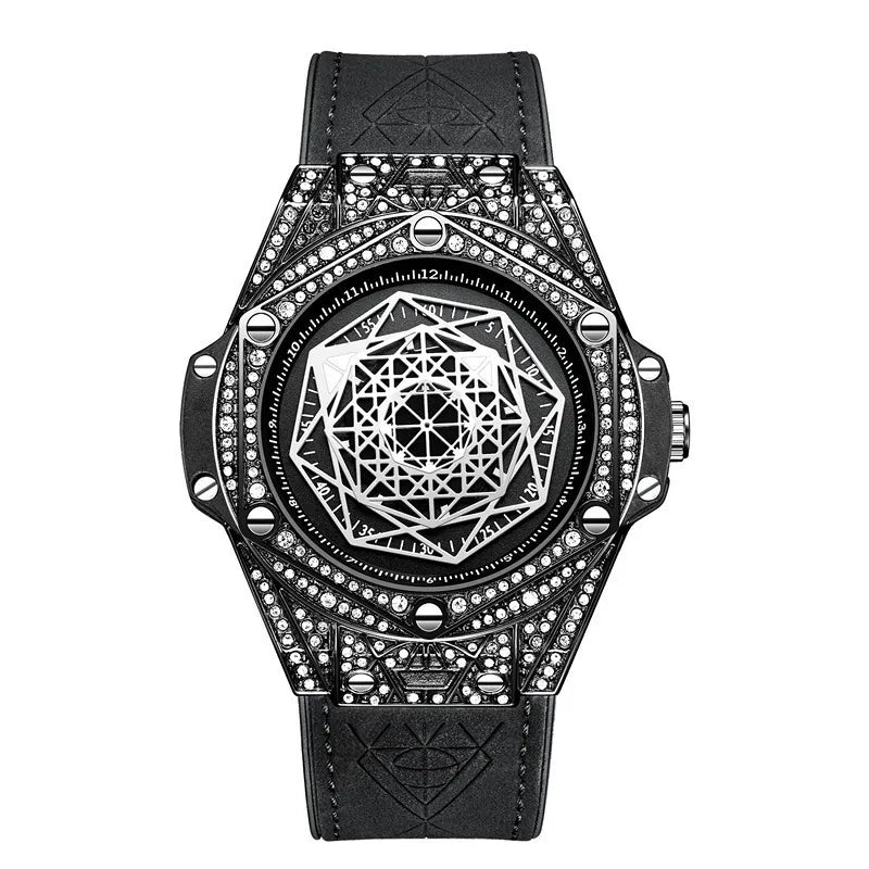 Diamond-Encrusted Band Dial Unique Watch