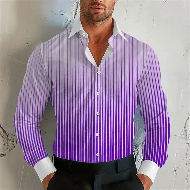 Gradient Stripe Lapel Shirt