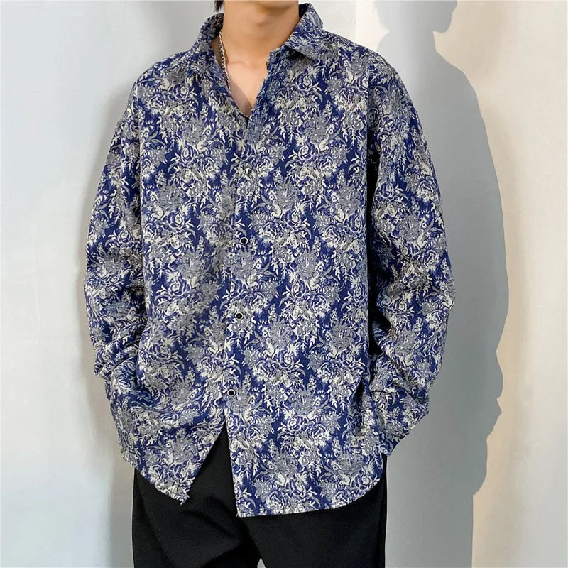 Korean Floral Knit Shirt Jacket