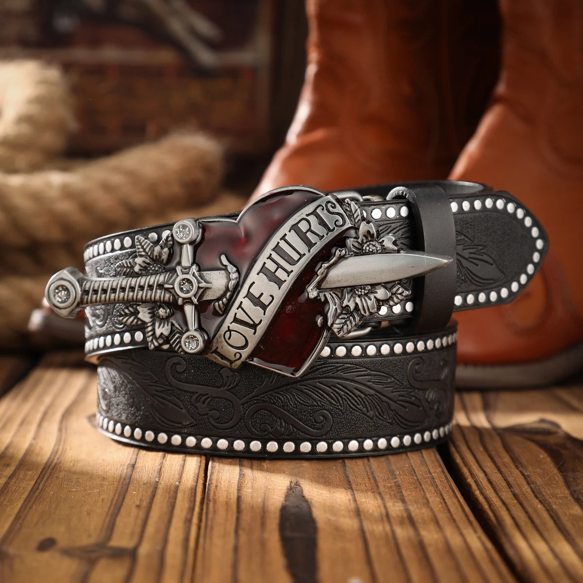 Alloy Plate Buckle, Western Retro Style Belt