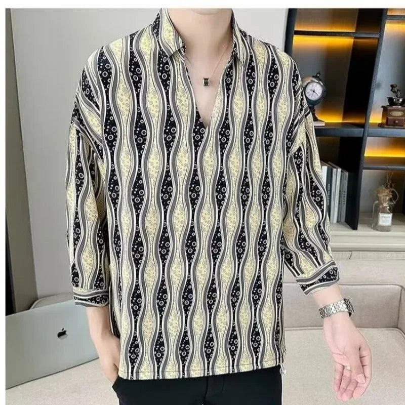 Lazy Fit Draped Ice Silk Shirt