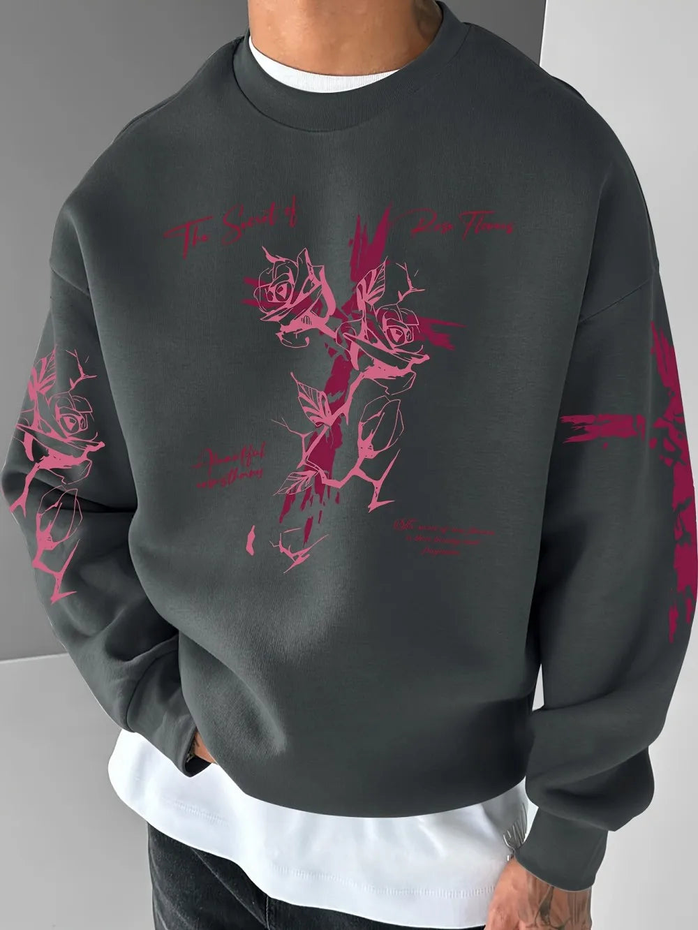 Cross & Rose Print Sweater