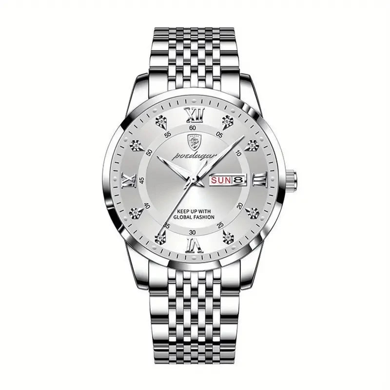 Luminous Stainless Steel Quartz Man Wristwatch