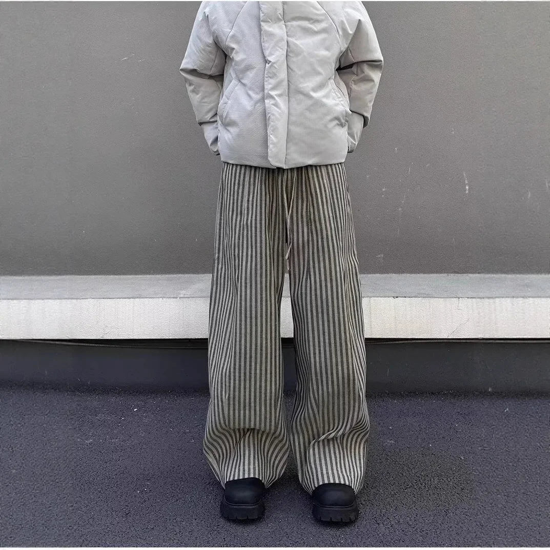 Retro Striped Wide-Leg Pants