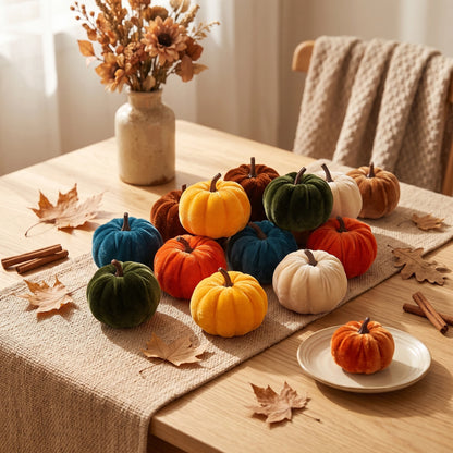 Velvet Pumpkin Set — 12 Autumn Accents