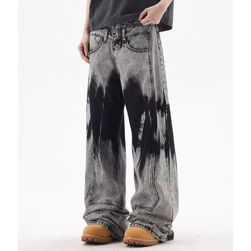 Smoke Grey Gradient Jeans – Vintage Street Loose Fit
