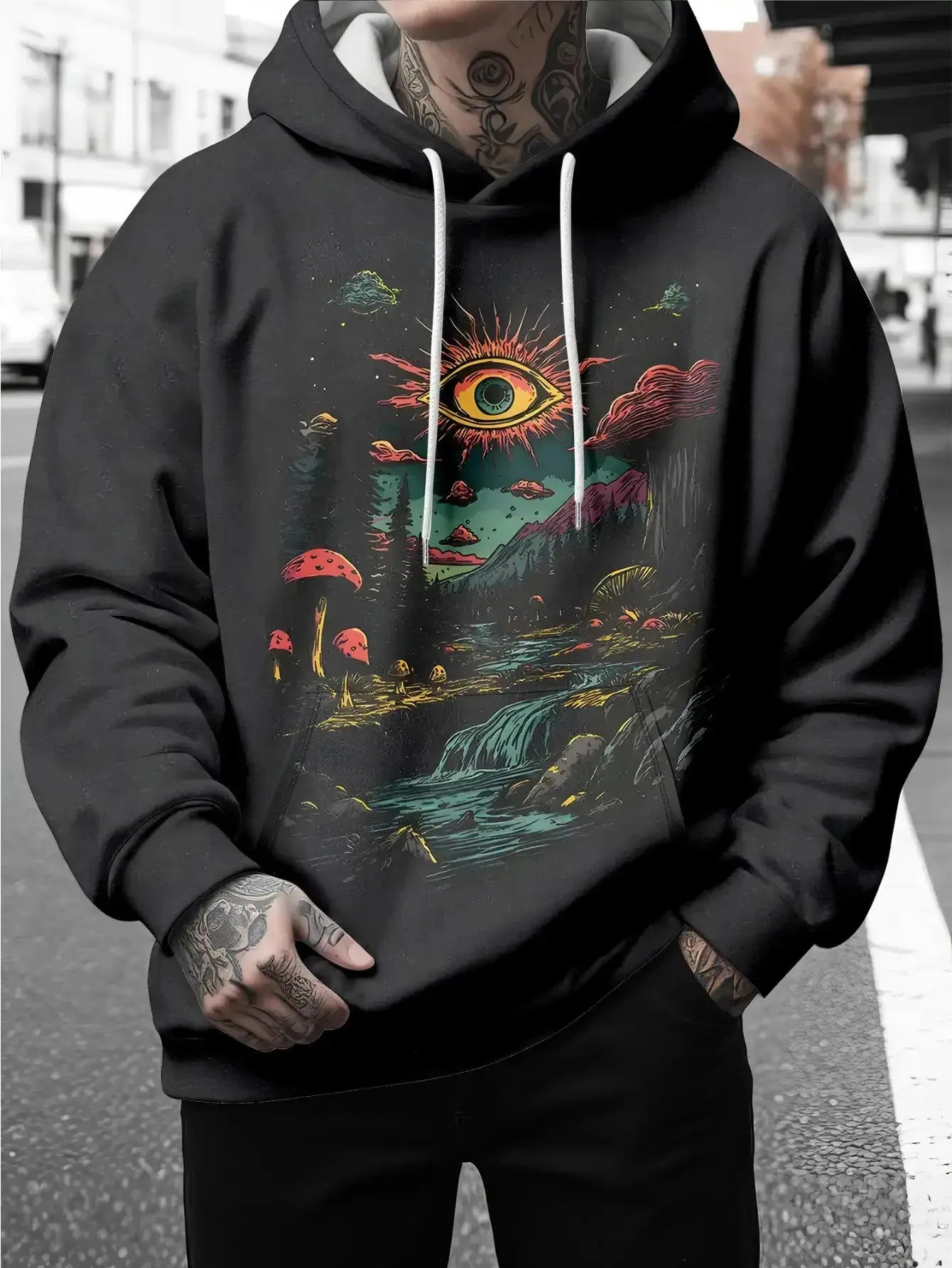 Psychedelic Hoodie – Eye Mushroom Street Style