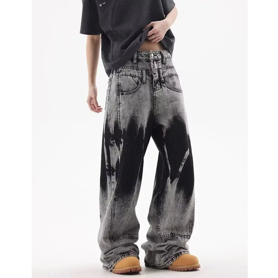 Smoke Grey Gradient Jeans – Vintage Street Loose Fit