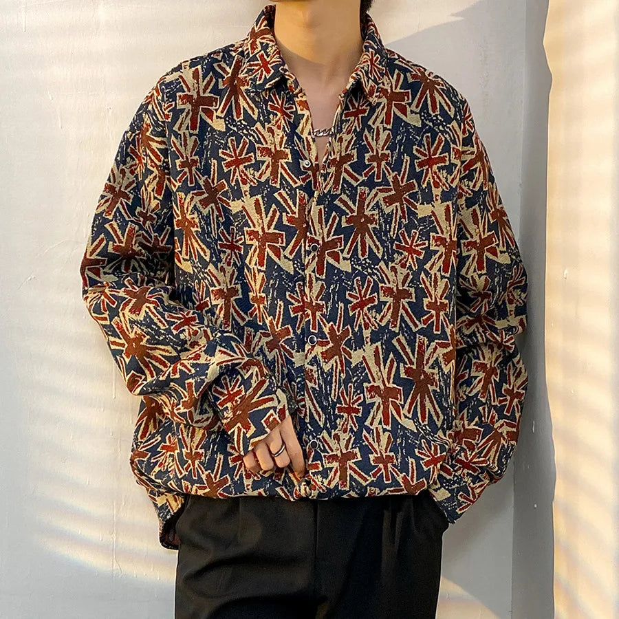 Korean Floral Knit Shirt Jacket