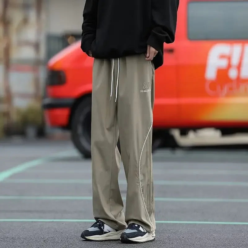 Embroidered Cotton Pants – American Loose Fit Style