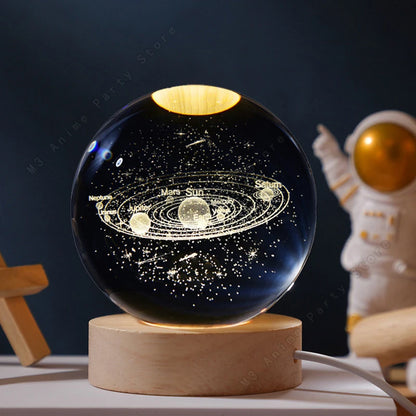 Aura Crystal Ball Night Light — Moon, Saturn & Galaxy