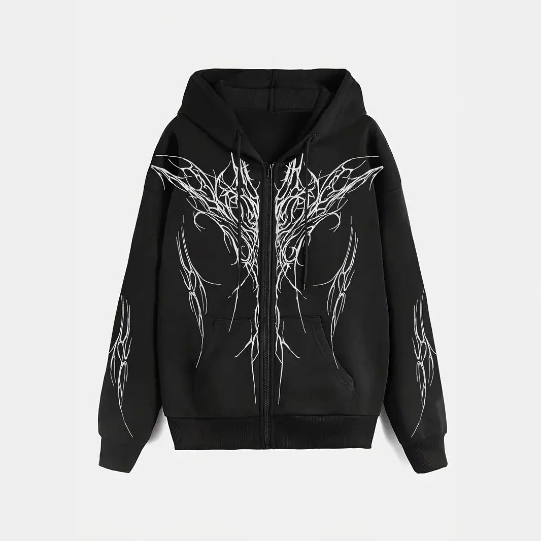 3D Print Hoodie – Artistic White Street Styl