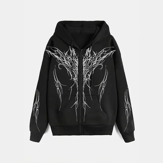 3D Print Hoodie – Artistic White Street Styl