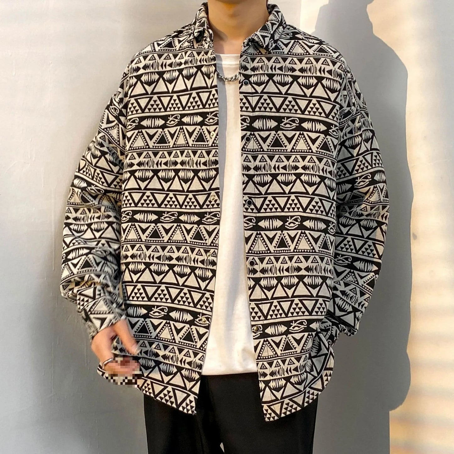 Korean Floral Knit Shirt Jacket